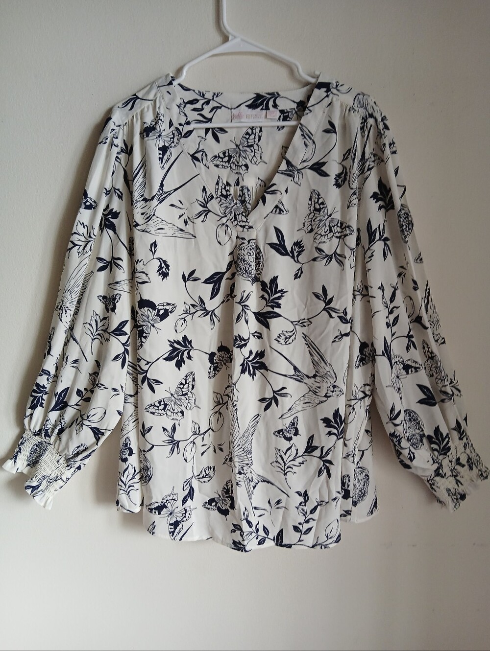 Belle By Kim Gravel Blouse Butterfly Bird Size 3X
